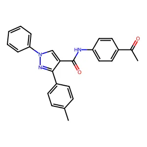 N-(4-acetylphenyl)-3-(4-methylphenyl)-1-phenylpyrazole-4-carboxamide structure