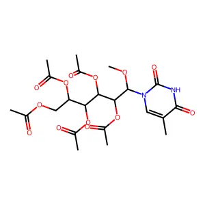 [2,3,4,5-tetraacetyloxy-6-methoxy-6-(5-methyl-2,4-dioxopyrimidin-1-yl)hexyl] acetate structure