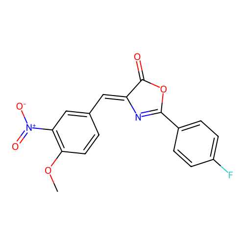 (Z)-2-(4-fluorophenyl)-4-(4-methoxy-3-nitrobenzylidene)oxazol-5(4H)-one structure