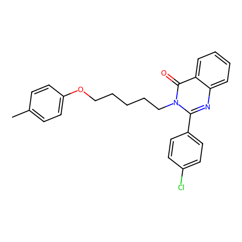 2-(4-chlorophenyl)-3-(5-(p-tolyloxy)pentyl)quinazolin-4(3H)-one structure