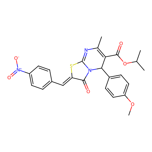 propan-2-yl (2Z)-5-(4-methoxyphenyl)-7-methyl-2-[(4-nitrophenyl)methylidene]-3-oxo-5H-[1,3]thiazolo[3,2-a]pyrimidine-6-carboxylate structure