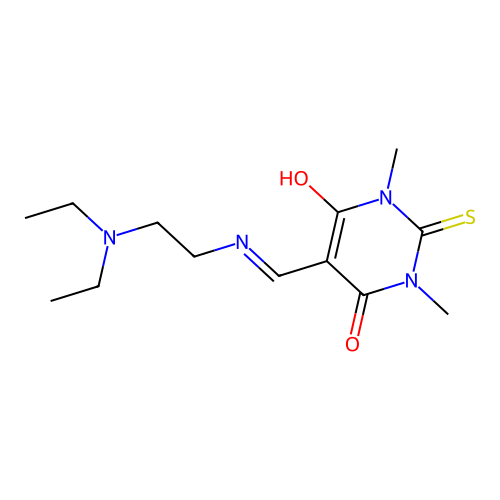 5-[(2-diethylaminoethylamino)methylidene]-1,3-dimethyl-2-sulfanylidene-1,3-diazinane-4,6-dione structure