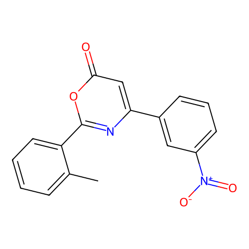 2-(2-methylphenyl)-4-(3-nitrophenyl)-6H-1,3-oxazin-6-one structure