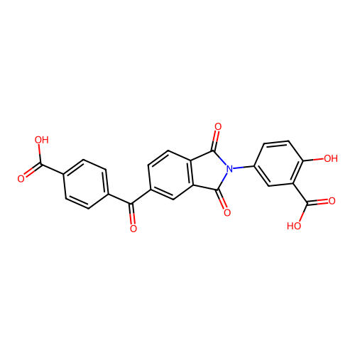 5-(5-(4-carboxybenzoyl)-1,3-dioxoisoindolin-2-yl)-2-hydroxybenzoic acid structure