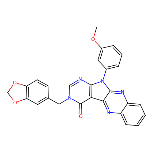 3-(1,3-benzodioxol-5-ylmethyl)-11-(3-methoxyphenyl)-3,11-dihydro-4H-pyrimido[5',4':4,5]pyrrolo[2,3-b]quinoxalin-4-one structure