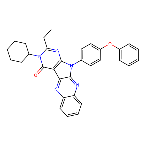 3-cyclohexyl-2-ethyl-11-(4-phenoxyphenyl)-3,11-dihydro-4H-pyrimido[5',4':4,5]pyrrolo[2,3-b]quinoxalin-4-one structure