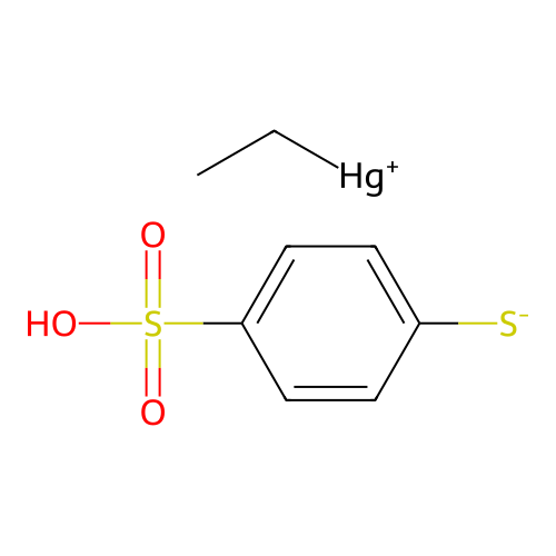 Ethylmercury(1+);4-sulfobenzenethiolate structure