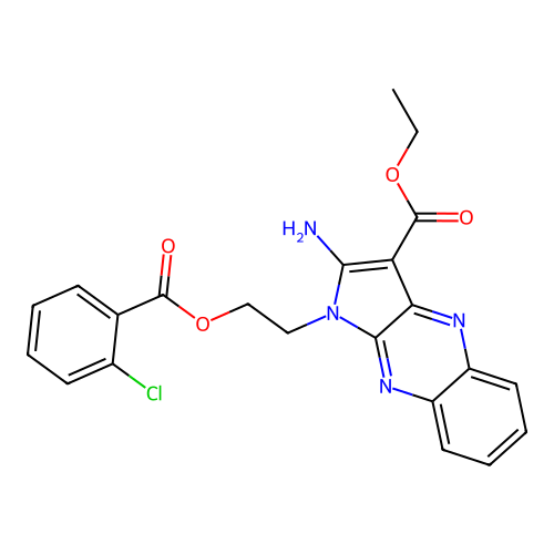 ethyl 2-amino-1-[2-(2-chlorobenzoyl)oxyethyl]pyrrolo[3,2-b]quinoxaline-3-carboxylate structure