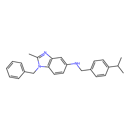 1-benzyl-2-methyl-N-[4-(propan-2-yl)benzyl]-1H-benzimidazol-5-amine structure
