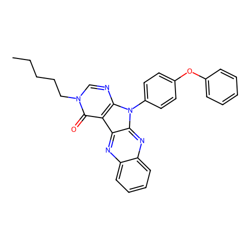 3-pentyl-11-(4-phenoxyphenyl)-3H-pyrimido[5',4':4,5]pyrrolo[2,3-b]quinoxalin-4(11H)-one structure