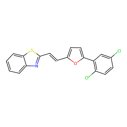 2-[(E)-2-[5-(2,5-dichlorophenyl)furan-2-yl]ethenyl]-1,3-benzothiazole structure