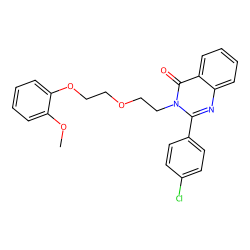 2-(4-chlorophenyl)-3-(2-(2-(2-methoxyphenoxy)ethoxy)ethyl)quinazolin-4(3H)-one structure