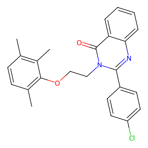 2-(4-chlorophenyl)-3-(2-(2,3,6-trimethylphenoxy)ethyl)quinazolin-4(3H)-one structure
