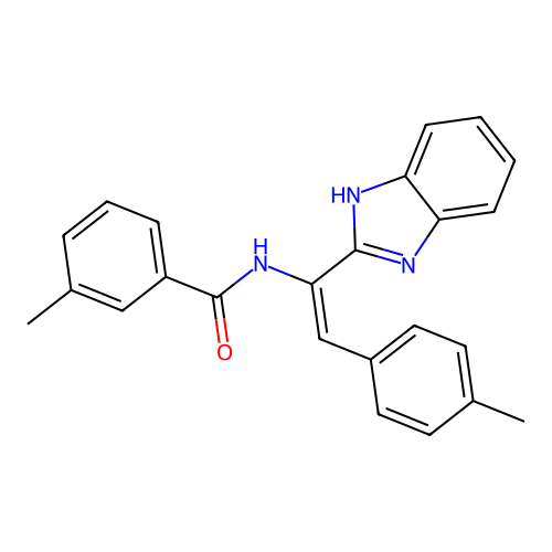 N-[(E)-1-(1H-benzimidazol-2-yl)-2-(4-methylphenyl)ethenyl]-3-methylbenzamide structure