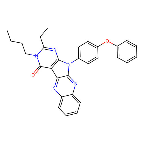 3-butyl-2-ethyl-11-(4-phenoxyphenyl)-3,11-dihydro-4H-pyrimido[5',4':4,5]pyrrolo[2,3-b]quinoxalin-4-one structure