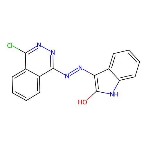 3-[2-(4-chlorophthalazin-1-yl)hydrazinyl]indol-2-one structure