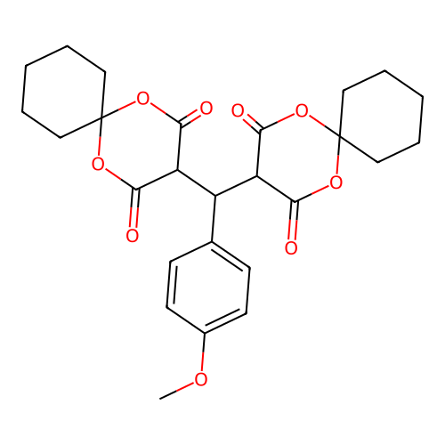 3,3'-[(4-Methoxyphenyl)methanediyl]bis(1,5-dioxaspiro[5.5]undecane-2,4-dione) structure