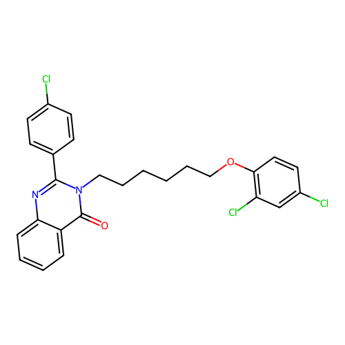 2-(4-chlorophenyl)-3-(6-(2,4-dichlorophenoxy)hexyl)quinazolin-4(3H)-one structure