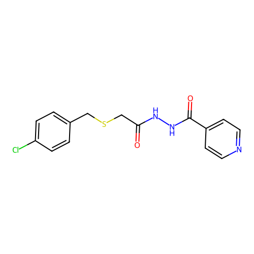N'-{2-[(4-chlorobenzyl)sulfanyl]acetyl}pyridine-4-carbohydrazide structure