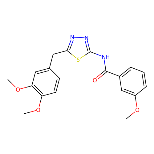 N-[5-(3,4-dimethoxybenzyl)-1,3,4-thiadiazol-2-yl]-3-methoxybenzamide structure