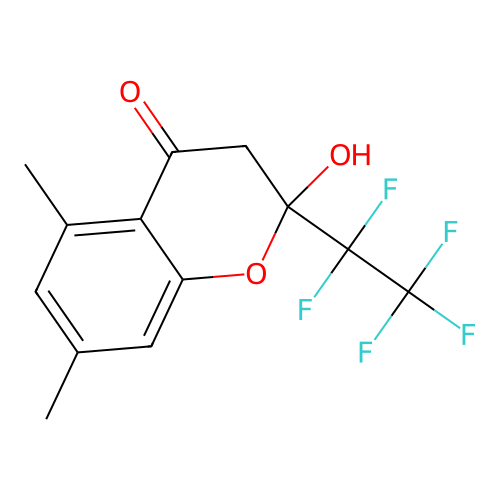 2-hydroxy-5,7-dimethyl-2-(pentafluoroethyl)-2,3-dihydro-4H-chromen-4-one structure