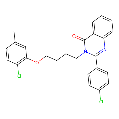 3-(4-(2-chloro-5-methylphenoxy)butyl)-2-(4-chlorophenyl)quinazolin-4(3H)-one structure
