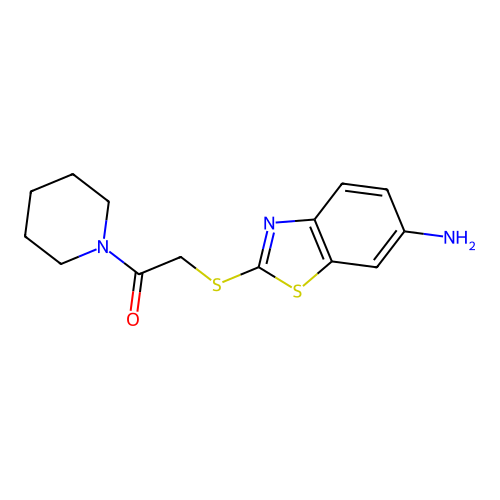 Benzothiazol-6-amine, 2-[2-oxo-2-(1-piperidyl)ethylthio]- structure