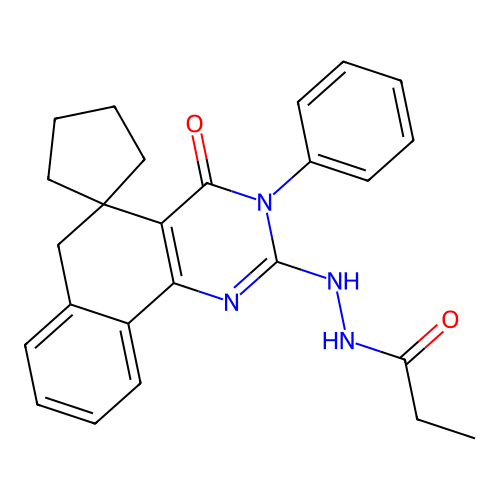 N'-(4-oxo-3-phenylspiro[6H-benzo[h]quinazoline-5,1'-cyclopentane]-2-yl)propanehydrazide structure