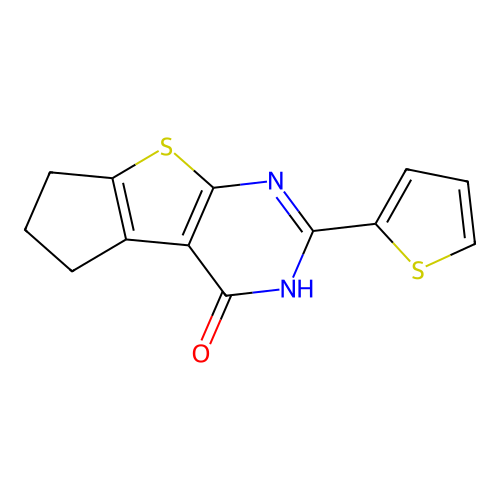 2-(2-thienyl)-3,5,6,7-tetrahydrocyclopenta[1,2-d]pyrimidino[4,5-b]thiophen-4-o ne structure