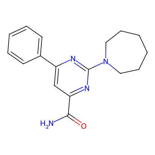 2-(Azepan-1-yl)-6-phenylpyrimidine-4-carboxamide structure