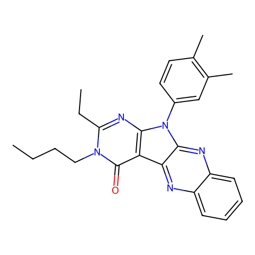 3-butyl-11-(3,4-dimethylphenyl)-2-ethyl-3,11-dihydro-4H-pyrimido[5',4':4,5]pyrrolo[2,3-b]quinoxalin-4-one structure