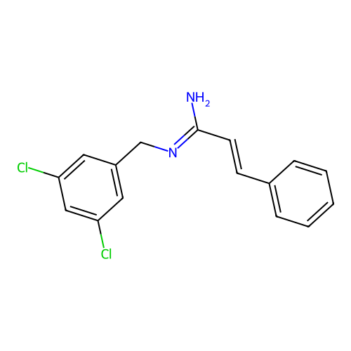 (2E)-N-[(3,5-dichlorophenyl)methyl]-3-phenylprop-2-enimidamide structure