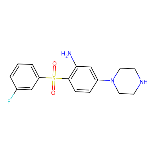 2-(3-Fluorophenyl)sulfonyl-5-piperazin-1-ylaniline structure