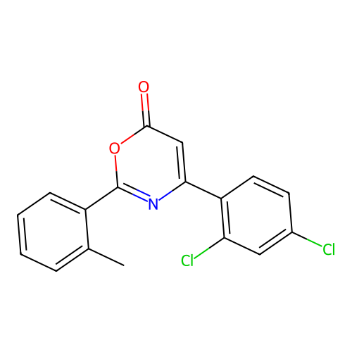 4-(2,4-dichlorophenyl)-2-(2-methylphenyl)-6H-1,3-oxazin-6-one structure