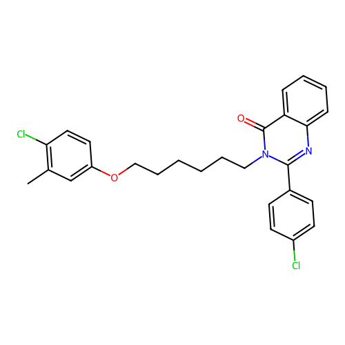 3-(6-(4-chloro-3-methylphenoxy)hexyl)-2-(4-chlorophenyl)quinazolin-4(3H)-one structure