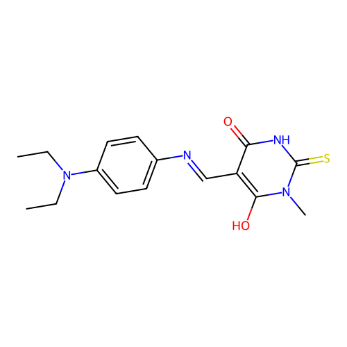 5-[[4-(diethylamino)anilino]methylidene]-1-methyl-2-sulfanylidene-1,3-diazinane-4,6-dione structure