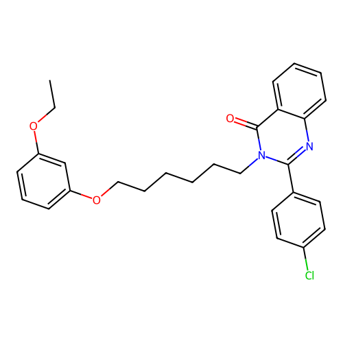 2-(4-chlorophenyl)-3-(6-(3-ethoxyphenoxy)hexyl)quinazolin-4(3H)-one structure