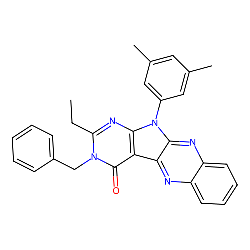 3-benzyl-11-(3,5-dimethylphenyl)-2-ethyl-3,11-dihydro-4H-pyrimido[5',4':4,5]pyrrolo[2,3-b]quinoxalin-4-one structure