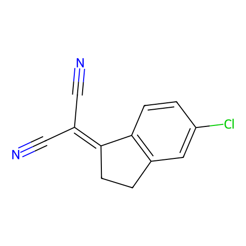 2-(5-chloro-2,3-dihydro-1H-inden-1-ylidene)malononitrile structure