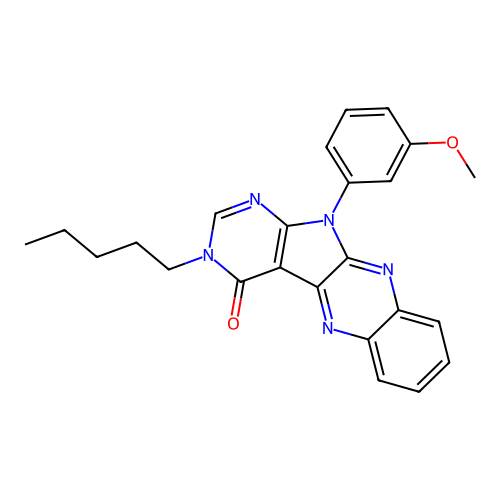 11-(3-methoxyphenyl)-3-pentyl-3H-pyrimido[5',4':4,5]pyrrolo[2,3-b]quinoxalin-4(11H)-one structure