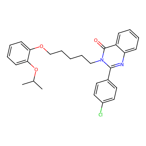2-(4-chlorophenyl)-3-(5-(2-isopropoxyphenoxy)pentyl)quinazolin-4(3H)-one structure