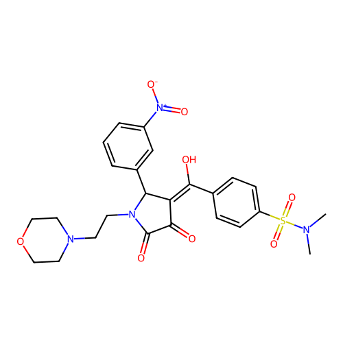 4-(4-hydroxy-1-(2-morpholinoethyl)-2-(3-nitrophenyl)-5-oxo-2,5-dihydro-1H-pyrrole-3-carbonyl)-N,N-dimethylbenzenesulfonamide structure