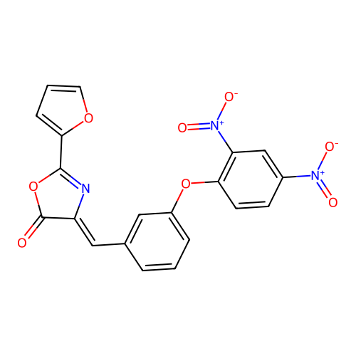 (Z)-4-(3-(2,4-dinitrophenoxy)benzylidene)-2-(furan-2-yl)oxazol-5(4H)-one structure