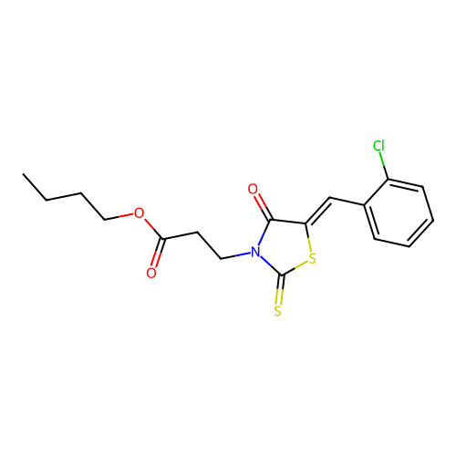 (Z)-butyl 3-(5-(2-chlorobenzylidene)-4-oxo-2-thioxothiazolidin-3-yl)propanoate structure