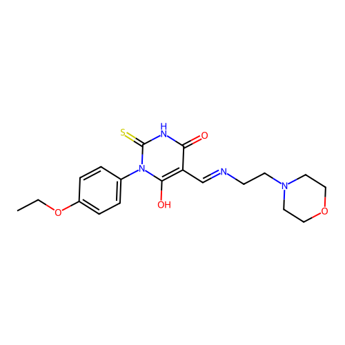 (5E)-1-(4-ethoxyphenyl)-5-({[2-(morpholin-4-yl)ethyl]amino}methylidene)-2-sulfanylpyrimidine-4,6(1H,5H)-dione structure