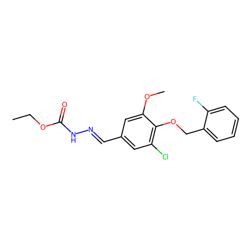 (E)-ethyl 2-(3-chloro-4-((2-fluorobenzyl)oxy)-5-methoxybenzylidene)hydrazinecarboxylate structure