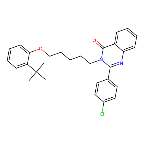 3-[5-(2-tert-butylphenoxy)pentyl]-2-(4-chlorophenyl)quinazolin-4(3H)-one structure
