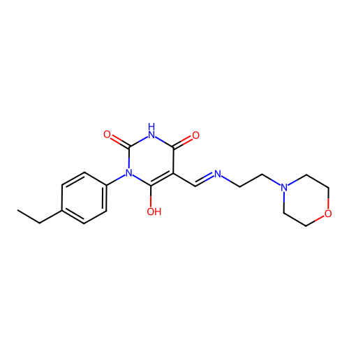 1-(4-ethylphenyl)-5-[(2-morpholin-4-ylethylamino)methylidene]-1,3-diazinane-2,4,6-trione structure