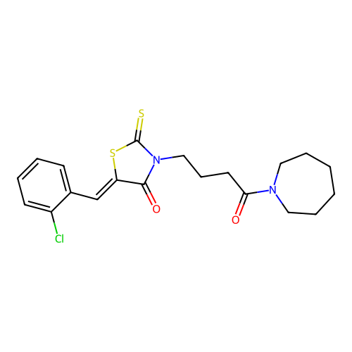 (Z)-3-(4-(azepan-1-yl)-4-oxobutyl)-5-(2-chlorobenzylidene)-2-thioxothiazolidin-4-one structure