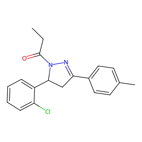 1-[5-(2-Chlorophenyl)-3-(4-methylphenyl)-2-pyrazolinyl]propan-1-one structure